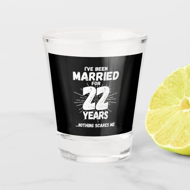 Couples Married 22 Years Funny 22nd Anniversary Shot Glass (Front)