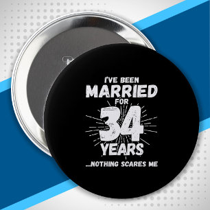 Couples Married 34 Years Funny 34th Anniversary 4 Inch Round Button