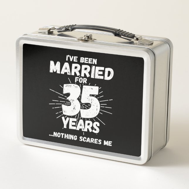 Couples Married 35 Years Funny 35th Anniversary Metal Lunch Box (Front)