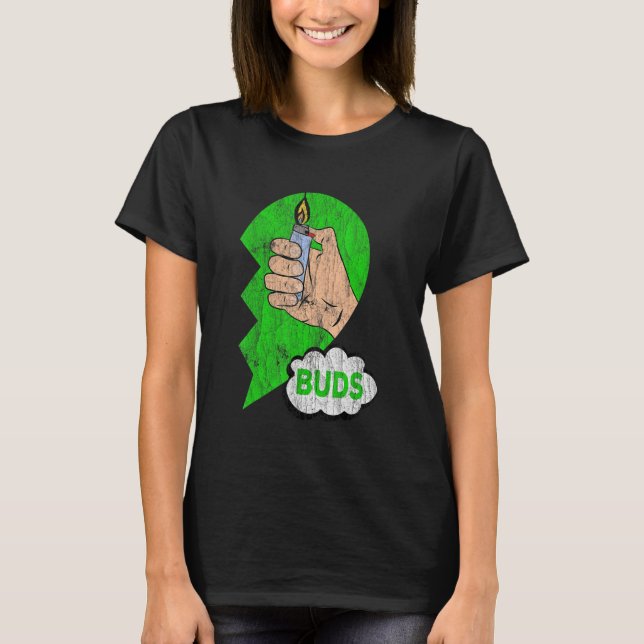 Couples Matching Best Buds Weed Funny Joint Stoner T-Shirt (Front)