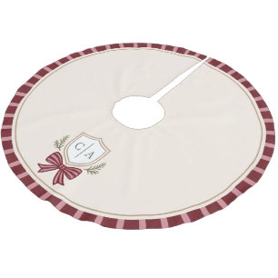 Couple's Monogram Crest Bow Christmas Tree Skirt