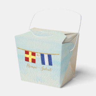 Couples Monogram Maritime Signal Flags Watercolor Favor Box