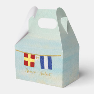 Couples Monogram Maritime Signal Flags Watercolor Favor Box