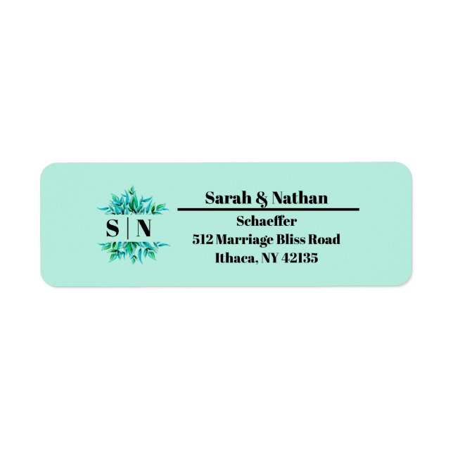 Couples Monogram New Home Return Address Label (Front)
