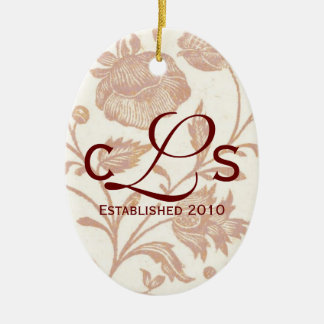 Couples Monogram Ornament: Red Ceramic Ornament