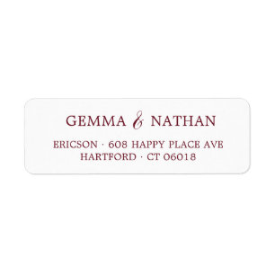 Couples Name Burgundy Wedding Return Address
