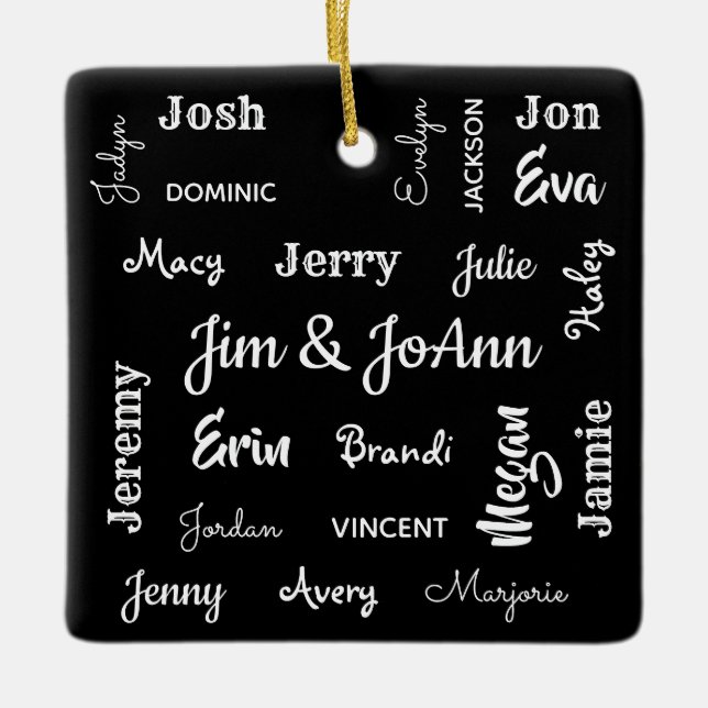 Couples Name w/Children & Grandchildren Names Ceramic Ornament (Front)