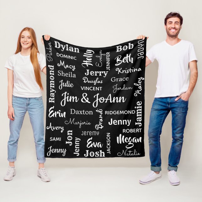 Couples Name With Up To 40 Other Names Fleece Blanket (In Situ)