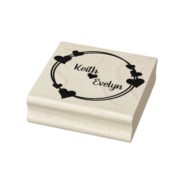 Couples Names and Hearts Rubber Stamp (Stamp)