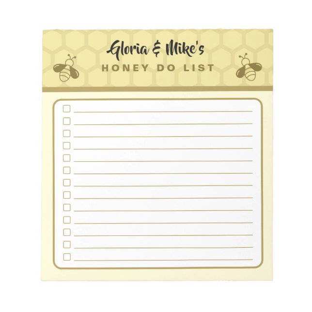Couples Names Mini Honey Do List Notepad (Front)