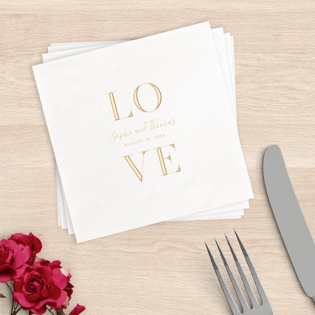 Couples Names Modern Elegant Love Wedding Foil Napkins (Creator Uploaded)