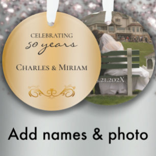 Couple's Names Photo 50th Wedding Anniversary Gift Ornament