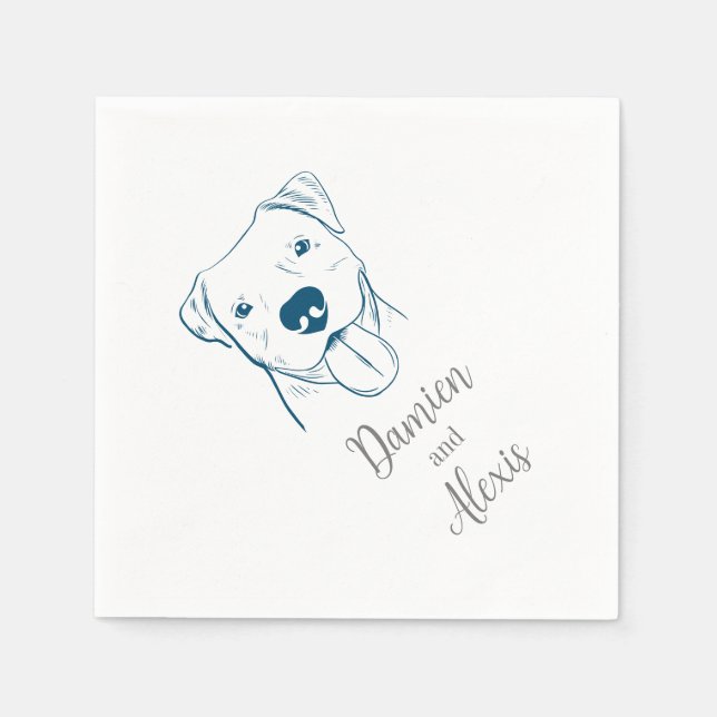 Couple's Names Pitbull Wedding Napkins (Front)