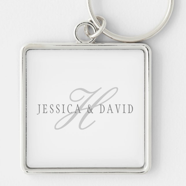 Couples Names & Surname Monogram Keychain (Front)