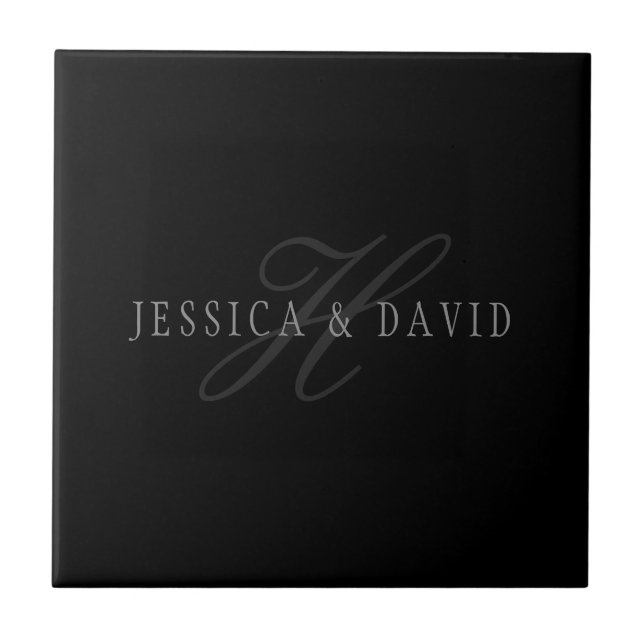 Couples Names & Surname Monogram Tile (Front)