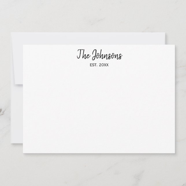 Couples Personalized Black Marker Calligraphy Card (Front)