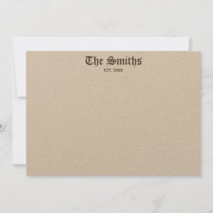 Couples Personalized Brown Classical Calligraphy Card