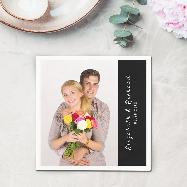 Couples Personalized Photo Name Template Napkin (Creator Uploaded)