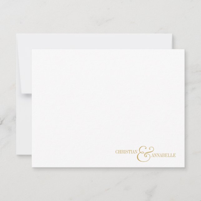 Couples Personalized Stationery Faux Gold Scallop Card (Front)