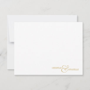Couples Personalized Stationery Faux Gold Scallop Card