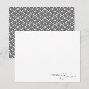 Couples Personalized Stationery Grey Scallop Card