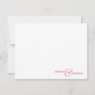Couples Personalized Stationery Hot Pink Scallop Card