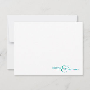 Couples Personalized Stationery Teal Green Scallop Card