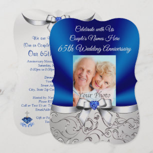 Couples Photo 65e anniversaire Mariage Invitations
