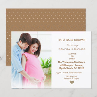   Couples Photo Brown Baby Shower Invitation