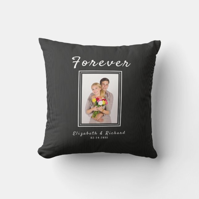 Couples Photo Custom Text Throw Pillow (Front)