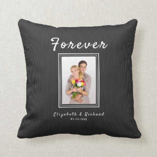 Couples Photo Custom Text Throw Pillow