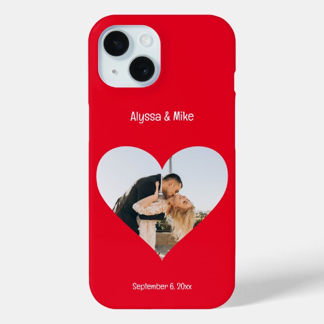 Couples Photo in Heart Personalized Newlywed Case-Mate iPhone Case (Back)