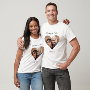 Couples Photo in Heart with Two Personalized Text T-Shirt
