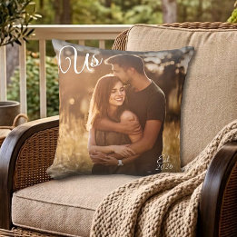 Couples Photo Keepsake Us Est Established Date Throw Pillow