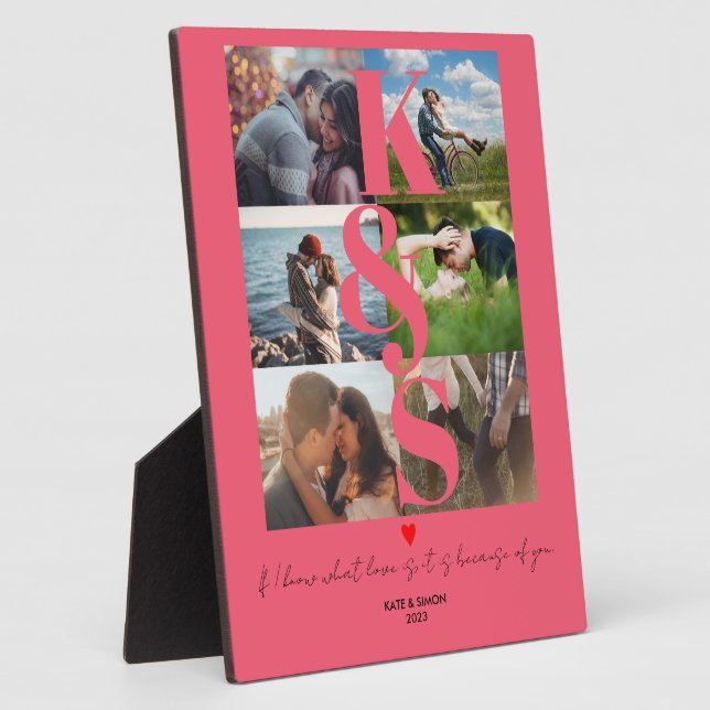Couples Photo Love Name Initials Personalized  Plaque (Side)