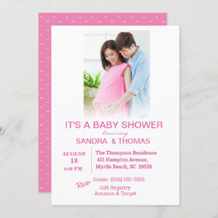   Couples Photo Pink Baby Shower Invitation