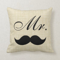 Couples' Pillow, Mr w Black Moustache on Parchment