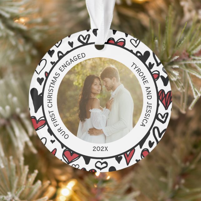 Couples rouges et blancs Premier Noël engagé (Arbre)