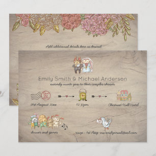 Couples rustiques Invitations de douche Floral des
