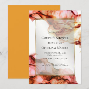 COUPLE's SHOWER   Abstract Ink Autumn Colours 2 Invitation