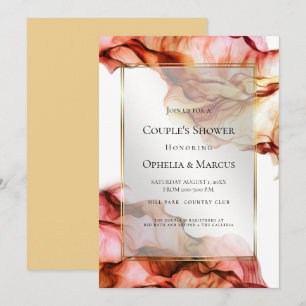 COUPLE's SHOWER Abstract Ink Autumn Colours 5 Invitation