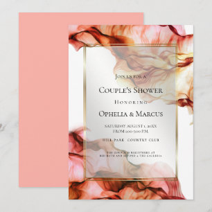 COUPLE's SHOWER   Abstract Ink Autumn Colours 6 Invitation