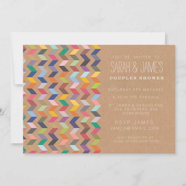 Couples Shower Aztec Chevron Party Invite (Front)