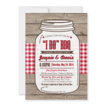Couples Shower BBQ Invitation in Mason Jar on wood