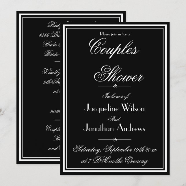 Couples Shower Elegant Personalized Name RSVP Cool Invitation (Front/Back)