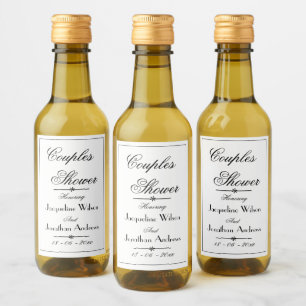 Couples Shower Elegant Script Names Cute Mini  Wine Label
