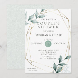 Couple's Shower Greyed Jade Green Botanical Invitation