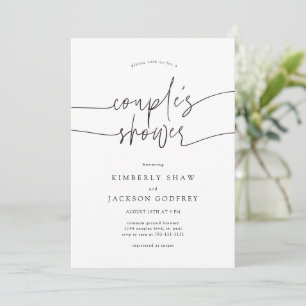 Couple's Shower Minimalist Script White Invitation