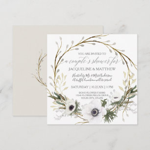 Couples Shower Modern Anemone Wreath w Eucalyptus Invitation
