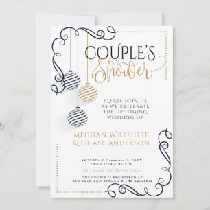 Couple's Shower   Modern Black and Gold  Minimal Announcement